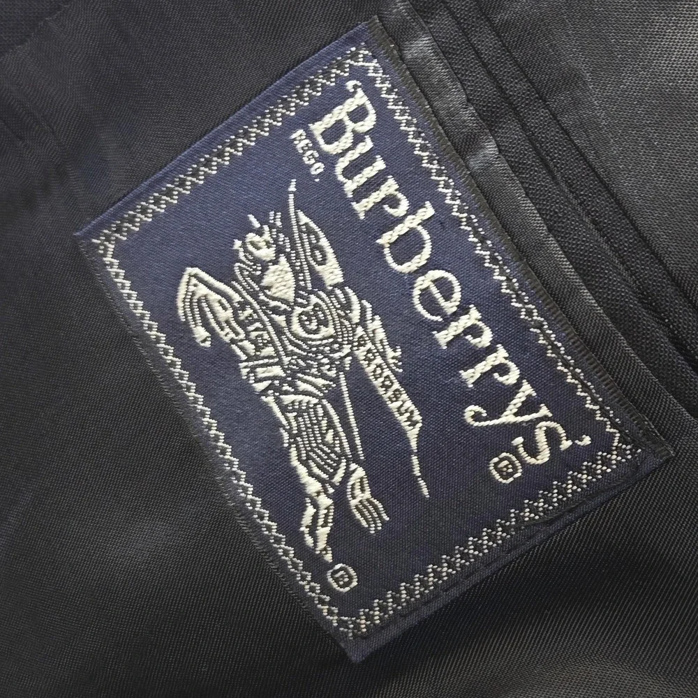 Vintage Burberrys Suit‎ Jacket Mens M Blue Striped Wool Single-Breasted 2 Button